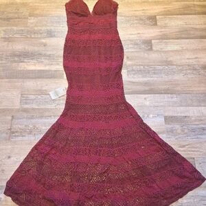 Le Chateau Burgundy Lace Dress | Size XXS